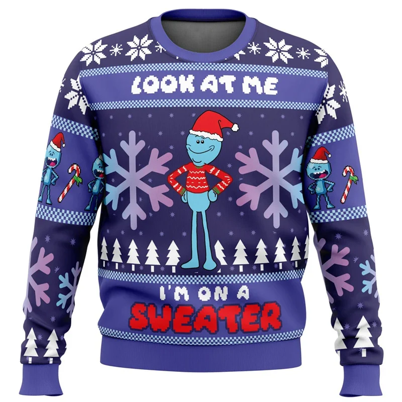 

Pickle Rick Ugly Christmas Sweater Christmas Sweater Gift Santa Claus Pullover Men's 3D Sweatshirt Tops Autumn and Winter Season