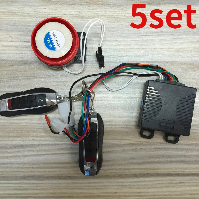 5set For 125DB Electric vehicle anti-theft device 36V 48V 60V 72V 84v 96v dual remote anti-cut line alarm off bottle