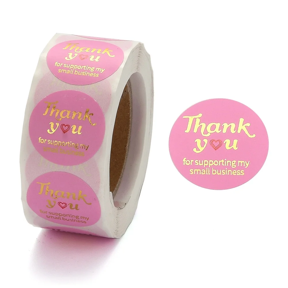 

500PC Thank You for Supporting My Small Business Stickers Adhesive Roll Sticker Labels for Envelope Bubble Mailers and Bags 25mm