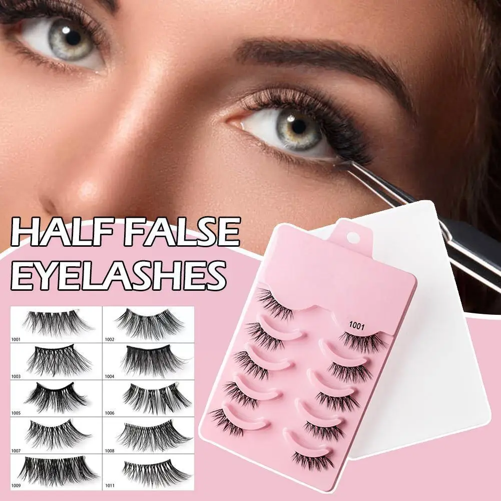 

Half Eey Lashes Faux 3/5 Pairs 3D Mink Lashes Wispy Maquiagem Eyelashes 3d Natural Eyelash Fake Extension Halves Fluffy Fal B6O9
