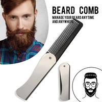 stainless steel folding beard comb multifunctional pocket combs for men oil head portable beard styling combs