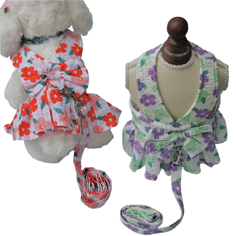 

Летняя шлейка для собак, платье для кошек, щенков, родственников, померанский Ших, Tzu, шнаузер, пудель, собака, одежда, поводок для домашних жи...