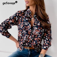 elegant fashion paisley leopard print casual shirt spring summer 2022 polo neck long sleeve single breasted tops female clothing