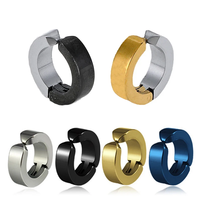 

Серьги-клипсы мужские из нержавеющей стали без пирсинга, классические простые серьги-подвески в стиле панк, ювелирные украшения для ушей, 1 ...