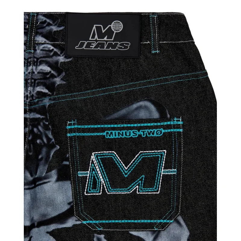 Y2k Джинсовые брюки в стиле хип-хоп с принтом черепа и высокой талией уличные