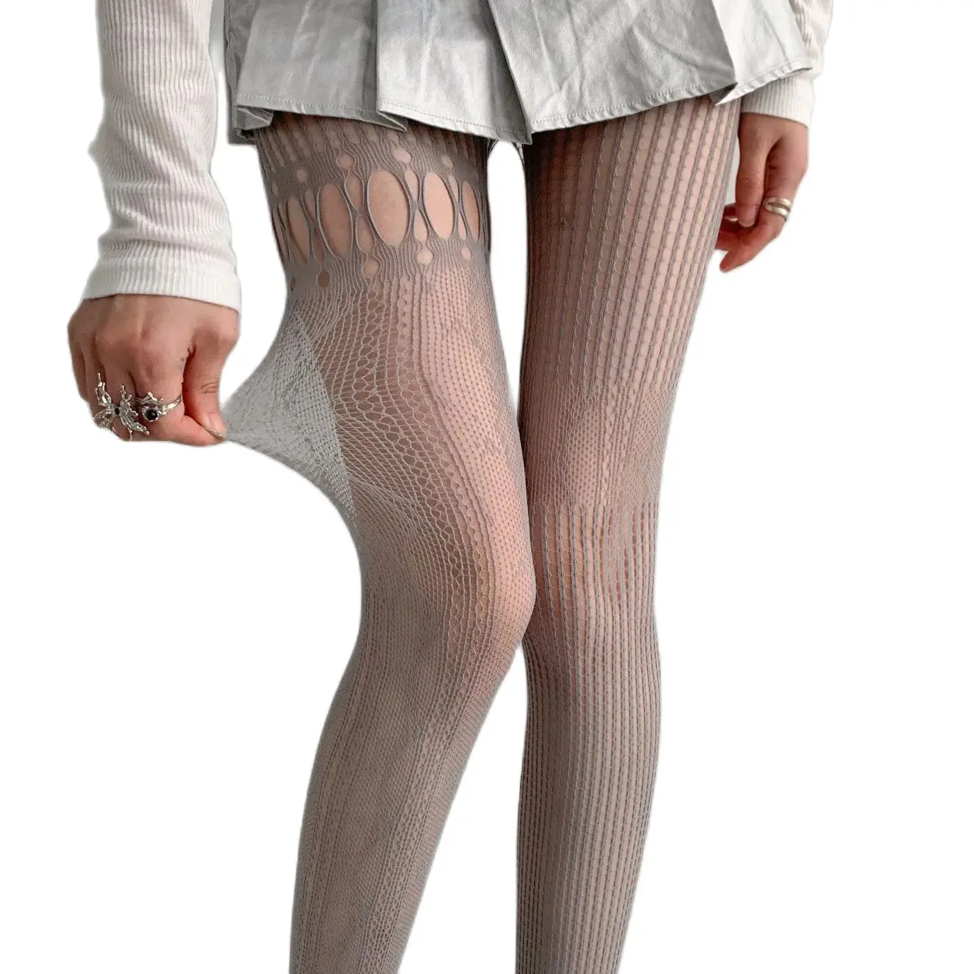 Весенние Трикотажные Ребристые колготки женские сексуальные прозрачные чулки