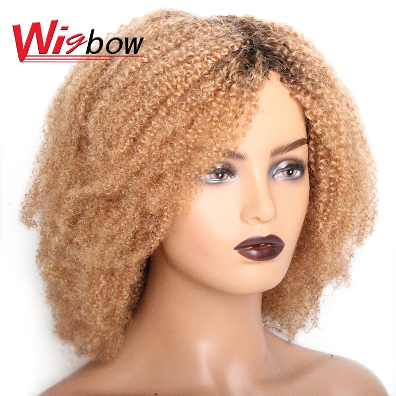 Curly Human Hair Wigs Peruvian Afro Kinky Curly Wig For Women Ombre Jerry Curly Hair Wigs T1B 27 30 99J Wigs Full Machine Made