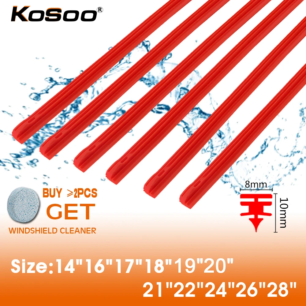 1 шт. автомобильные стеклоочистители ветровое стекло высокого класса красный силикагель сменная полоса 8 мм 14 