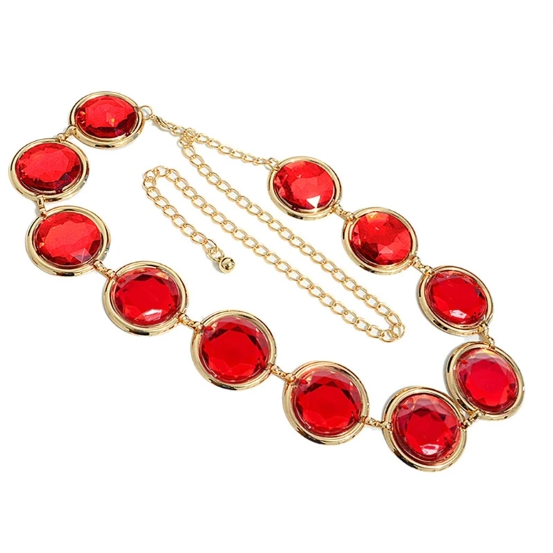 

652F Decorative Belts For Women Dresses Belly Chain Jewelry Red Waist Chain Raven