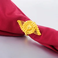 vietnam alluvial gold big flower rings designs fashion delicate keep color plated open rings