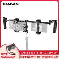 camvate dual directors monitor cage rig with rubber handgrips battery plate light stand head adapter for 5 7 lcd monitor