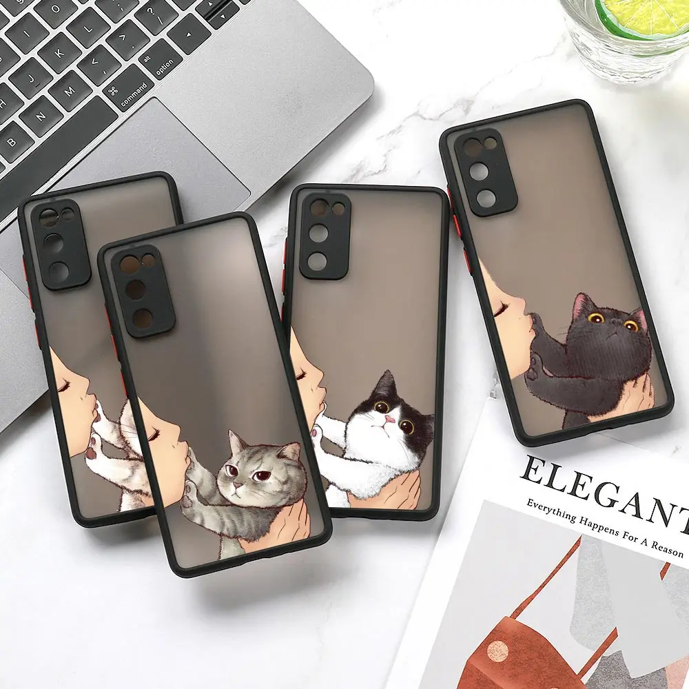 

Matte Cases For Samsung Galaxy A52 A22 A33 A53 A72 A73 5G A32 4G A51 A71 Armor Fundas Covers Cute Lovely Cat Kiss Refuse to kiss