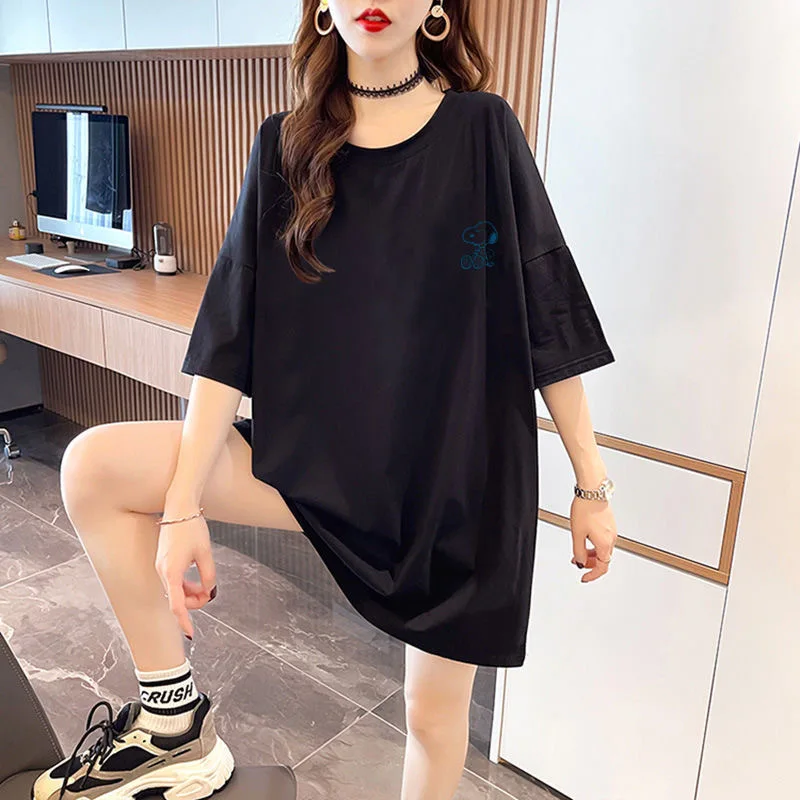 Футболка с рисунком Снупи Kawaii Estate Donna Cotone StampaTraspiranteCamicia A Maniche CorteY2K Coppia Casual Girocollo Top
