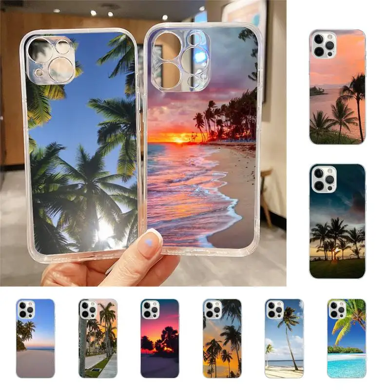 

Summer Beach Sunset Sea Palm Tree Cover Phone Case For Iphone 7 8 Plus X Xr Xs 11 12 13 Se2020 Mini Mobile Iphones 14 Pro Max