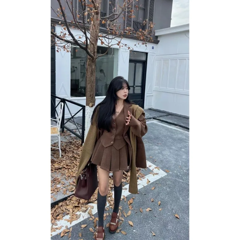 Shpmishal High End 2024 осенний новый модный пиджак костюм + жилет с v-образным вырезом