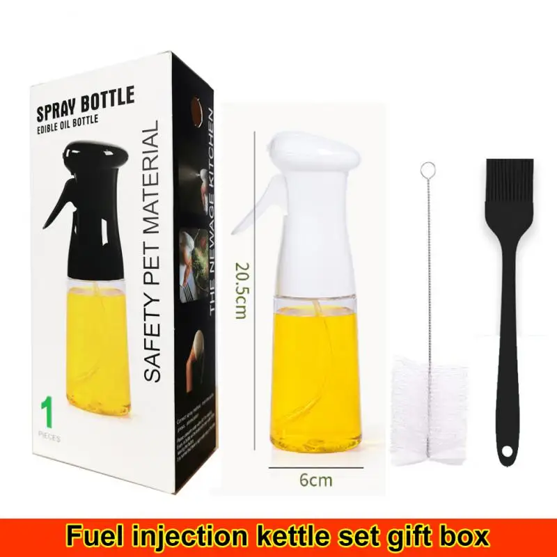 

Oil Bottle Cooking Oil Spray 200ml Black Pneumatic Spray Bottle Fitness Barbecue Spray Oil Dispenser Gadgets Kitchen Accessories