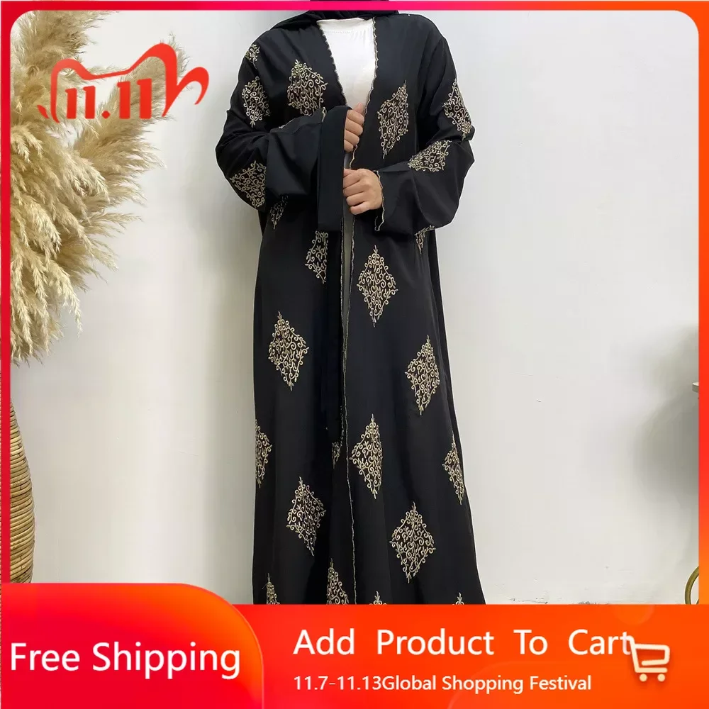 

Рамадан ИД, вышивка, абайя, кимоно, Дубай, кафтан, мусульманский кардиган, абайя, Женский Повседневный халат, Женский кафтан, женский кардиган 2023