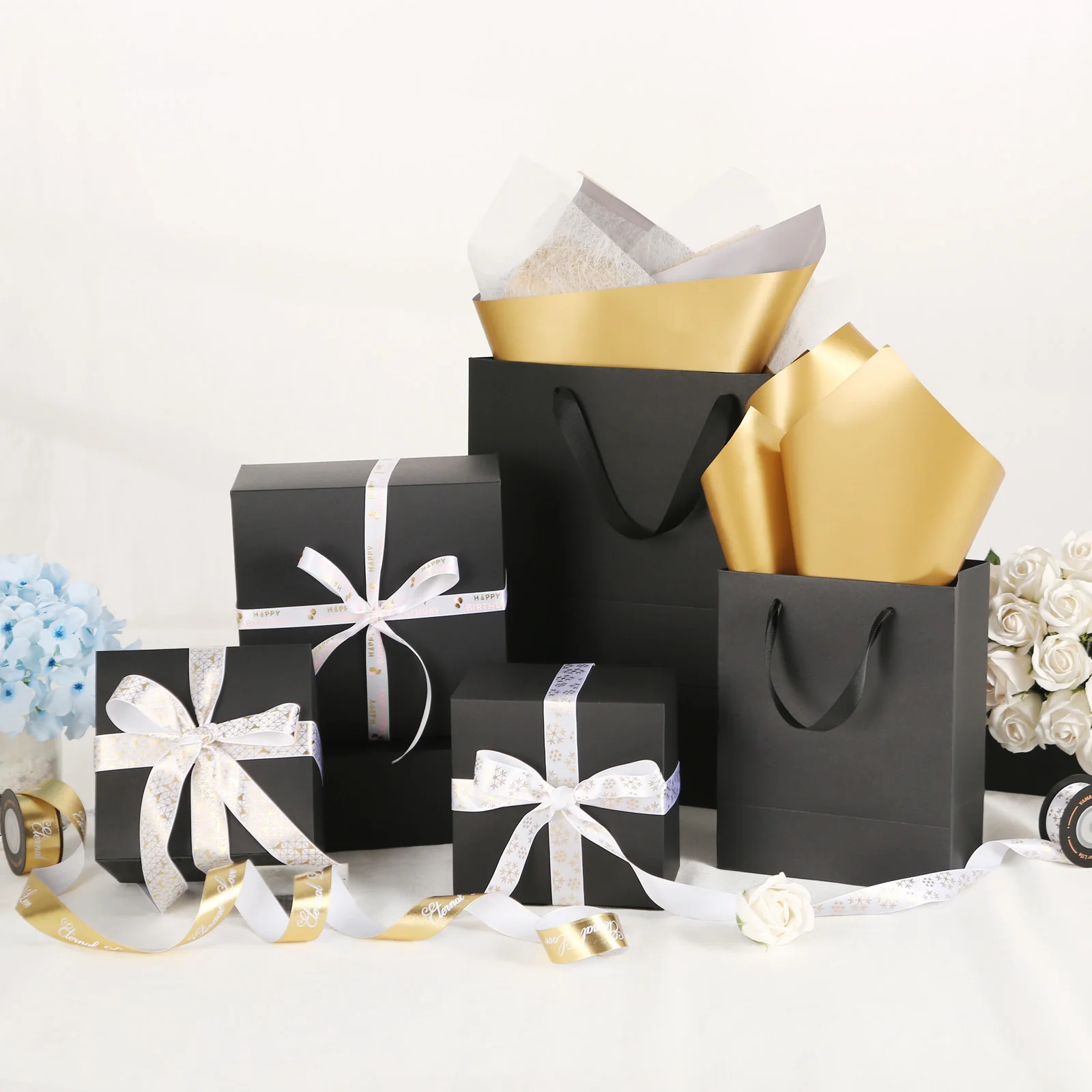 10 подарочных коробок с крышками черная бумажная коробка 8x8x4 дюймов оптом на День