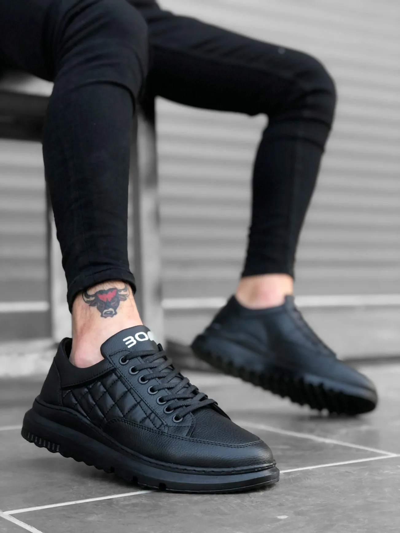

BOA Causal Men Shoes Black Color Quilted Embossed High Outsole Lace-Up Stylish Original Design Brand New Model Summer Fall BA0180