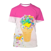 summer mens and womens fashion casual t shirt summer cool ice cream fun 3d printed t shirt breathable and comfortable soft