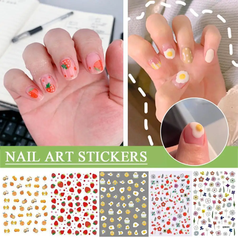 

5 Colors Mini Flower Nail Stickers Art Enhancement Glue Back Nail Stickers Nail Stickers Summer Fresh Small Accessories I6R6