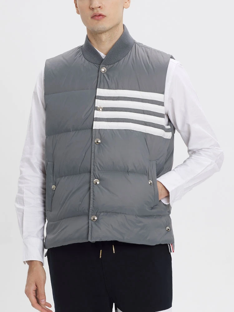 TB THOM Men's Jackets Vest 4-bar Stripe Winter Thermal Puffer Jacket Fashion Brand Down-Filled Women Loose Casual Male Coat