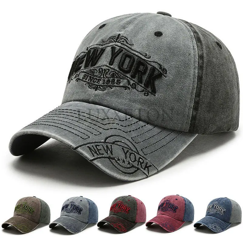 

Men's Washed Cotton Baseball Cap Casual Embroidery Snapback Caps for Women HipHop Soft Top Jean Trucker Bone Gorras