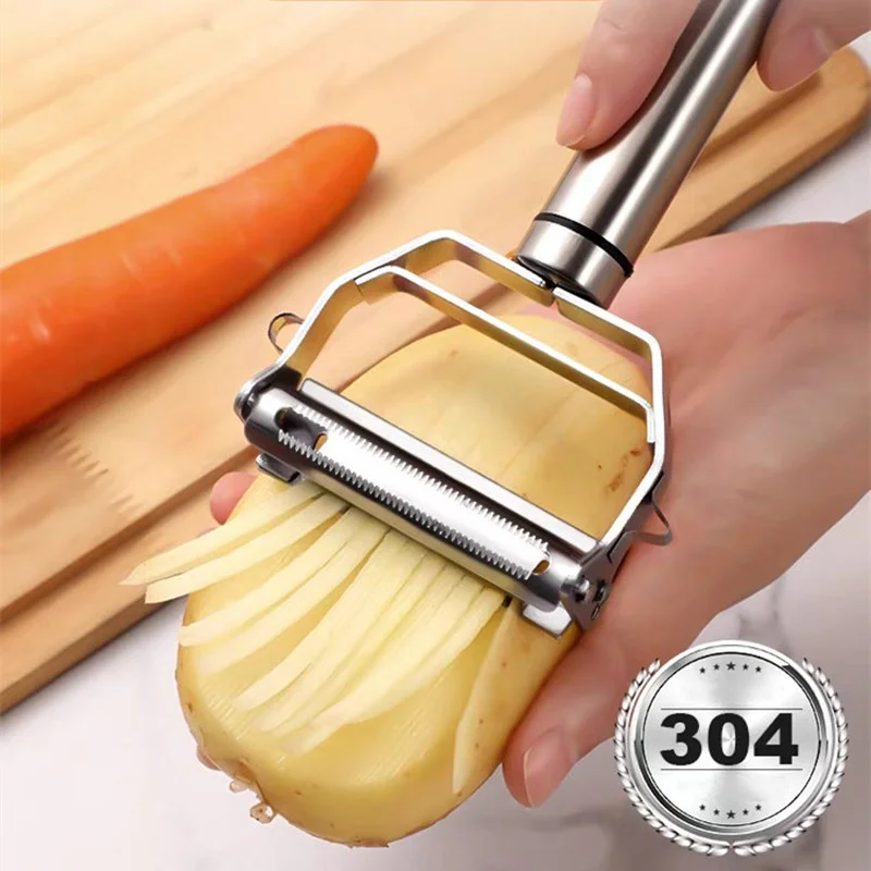 

2023 Stainless Steel Multi-function Peeler Slicer Vegetable Fruit Potato Cucumber Grater Portable Sharp Kitchen Accessories Tool