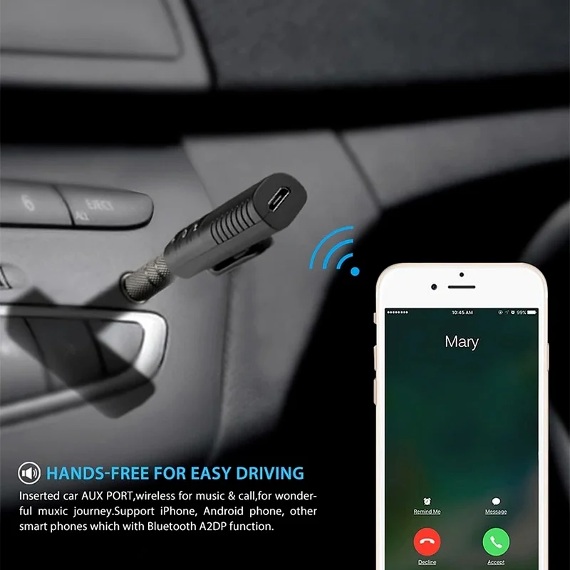 Bluetooth-совместимый аудиоресивер 5 0 AUX автомобильный беспроводной адаптер для