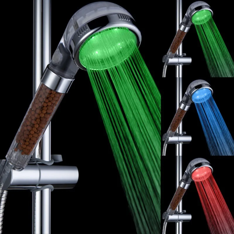 

LED Shower Head High Pressure Water Saving Rainfall Shower Negative Ion Filter Spa Showerhead Bathroom Accessories 7 Color