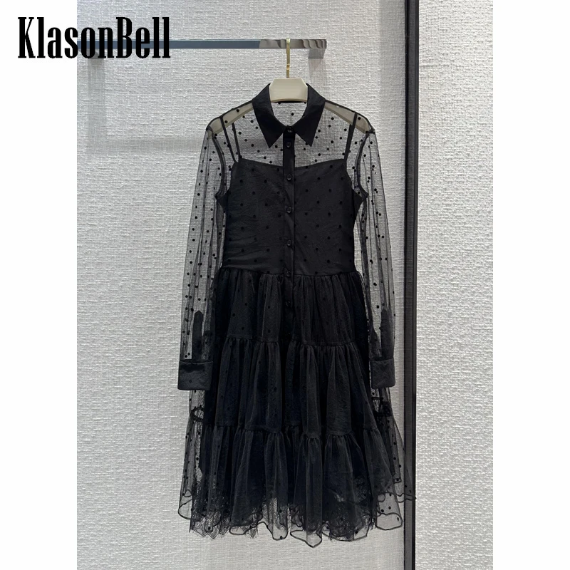 

2.9 KlasonBell Polka Dot Mesh See Through Sexy Elegant Black Dress Women