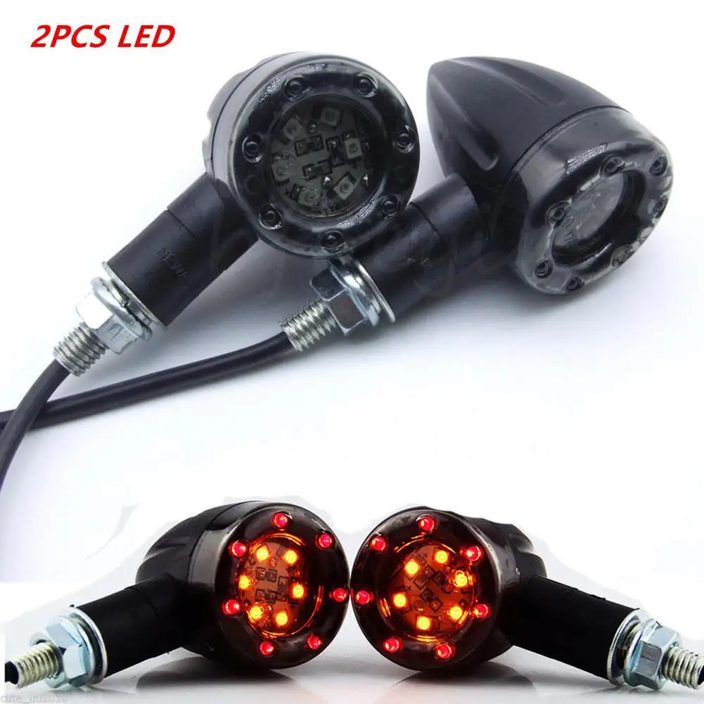 

2pcs Motorcycle Retro Style 2Colors Mini LED Turn Signal Indicator light Indicator Lamp Universal Flashing Application Motorbike