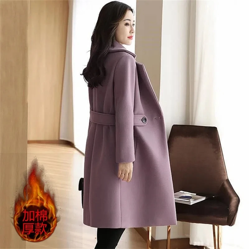 

Autumn Loose Casual Woolen Coat Woman Middle Long Style 2022 Fashion Winter New Women Clothing Korean Version Thickened Coats