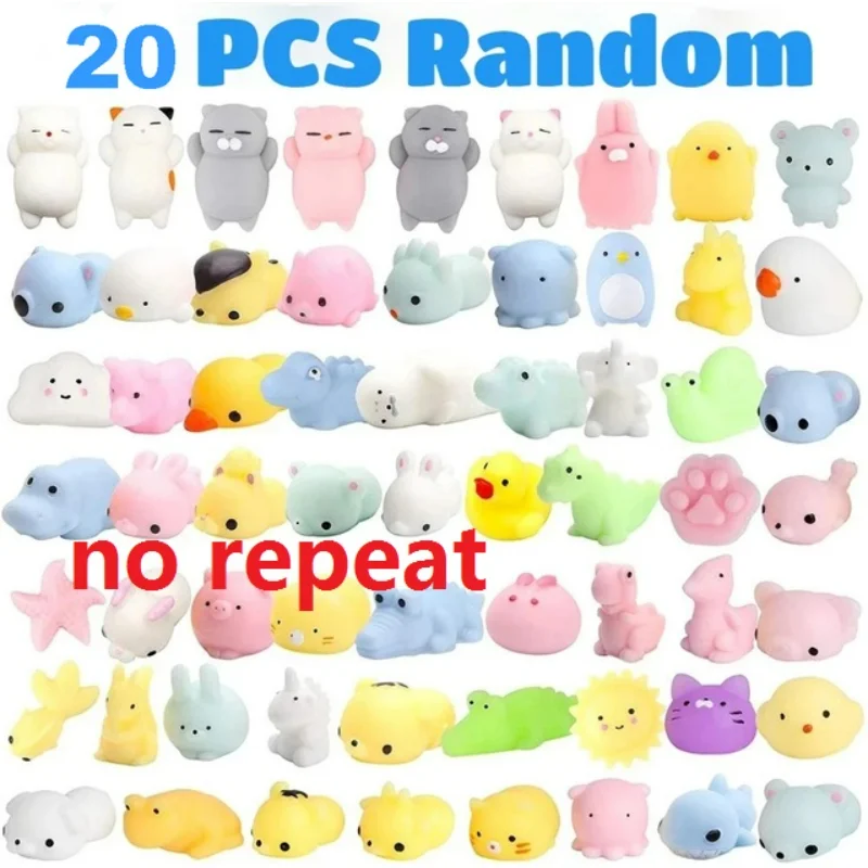 20PCS Kawaii Squishies Mochi Anima Squishy Toys For Kids Antistress Ball Squeeze Party Favors Stress Relief Toys For Birthday