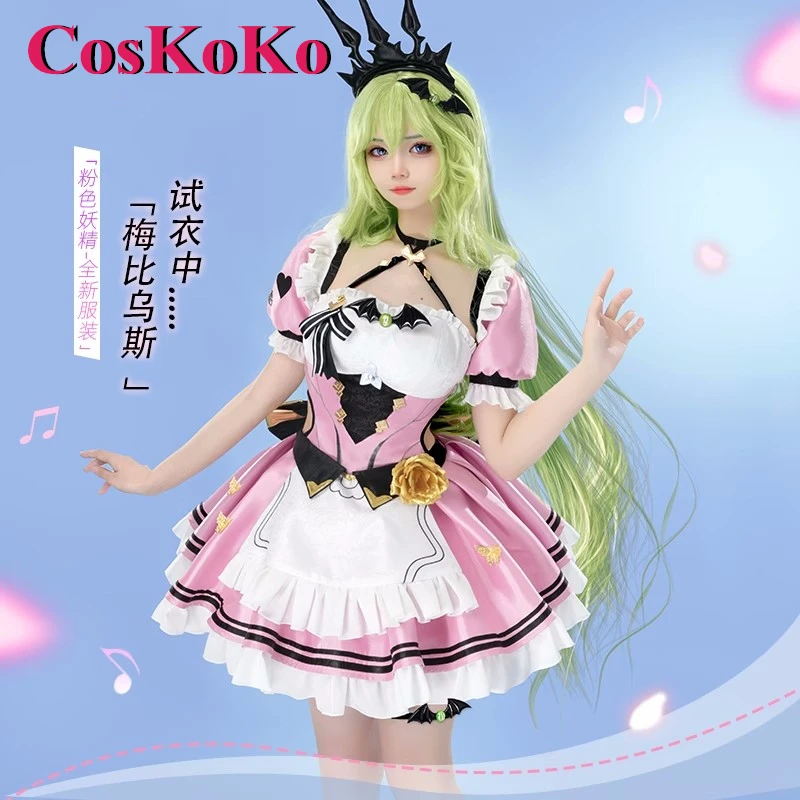 

CosKoKo Mobius Cosplay Costume Hot Game Honkai Impact 3rd Sweet Sweetheart Pink Maid Dress Halloween Party Role Play Clothing