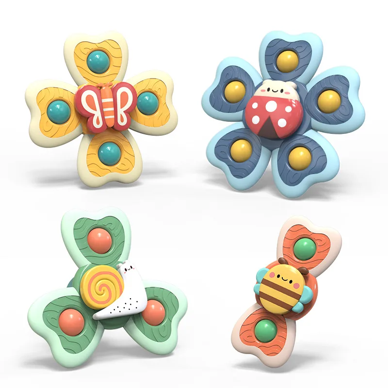 

2023 New Baby Bath Toys for Children Bathing Sucker Spinner Suction Cup Toy for Kids Bee Butterfly Ladybug Funny Rattles Teether