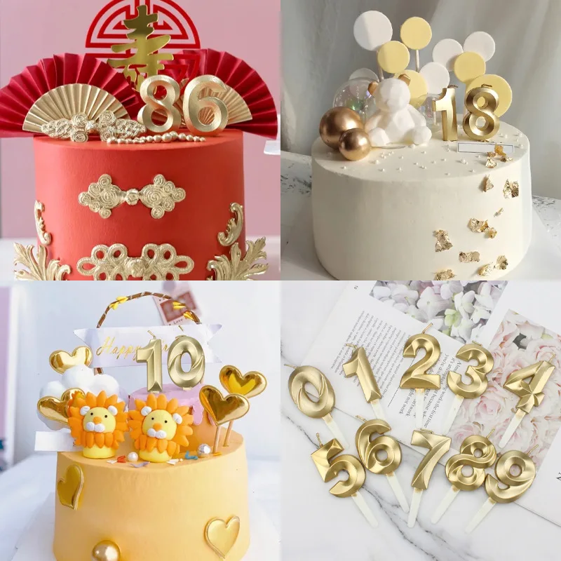 Cute Birthday Number Candle Silver Gold 0-9 Number Decorative Candles Cake Cupcake Topper Party Supplies Cake Decorating images - 6