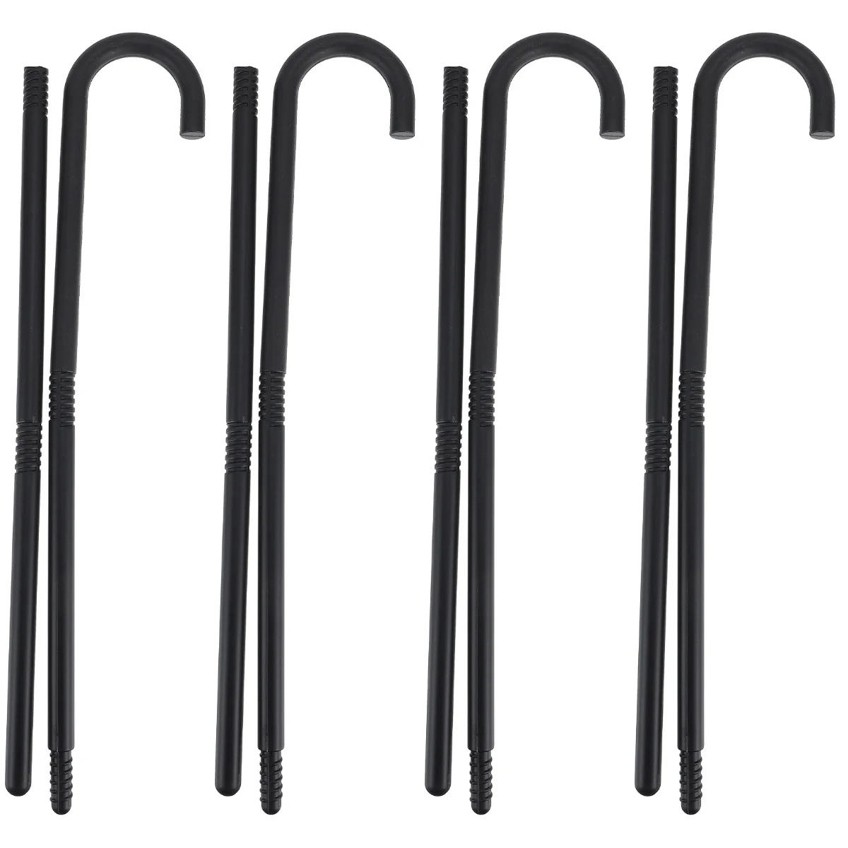 

4 Pieces Party Props Magician Crutch Stick Princess Stage Peformance Plastic All Black