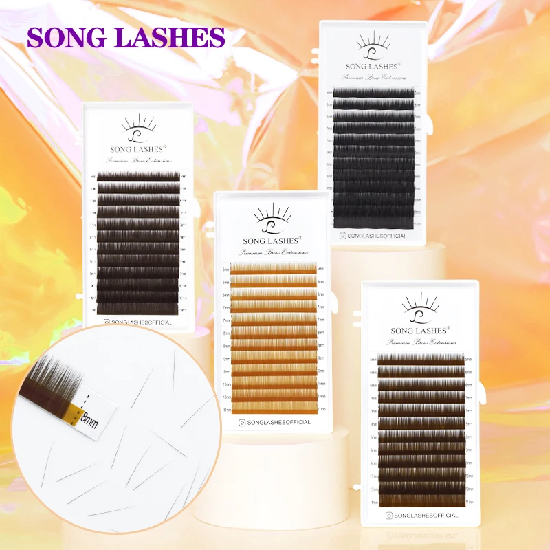 SONG LASHES High Quality Straight Curvate Eyebrow Extensions False Eyebrow 12 lines Brown Color Eyebrow Extension