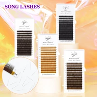 song lashes high quality eyebrow extensions false eyebrow 12 lines per tray no curl eyelash 4 color dark brown light brown