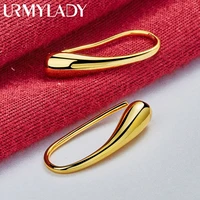 urmylady water dropletsraindrops stud earrings 24k gold for women lady fashion wedding engagement charm jewelry