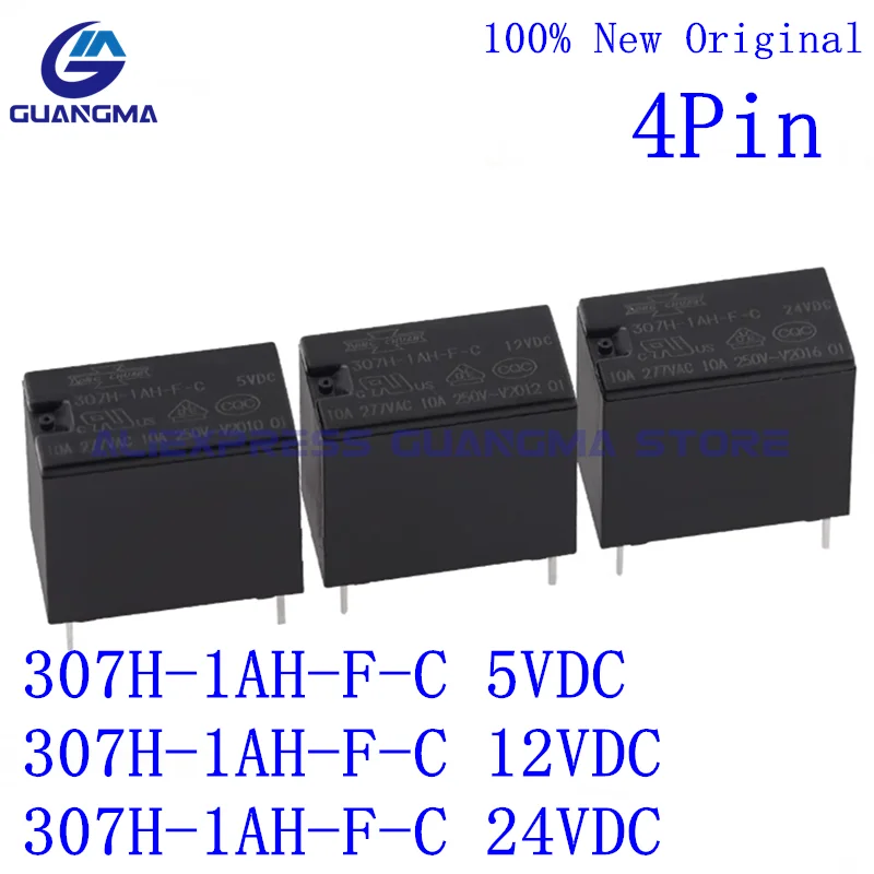 5 шт., NewOriginal 100% H 1AH F C 5VDC 12VDC 24VDC 4Pin 10A 277VAC 307h-1ah f-c 5VDC 307h-1ah f-c 12VDC 307h-1ah f-c