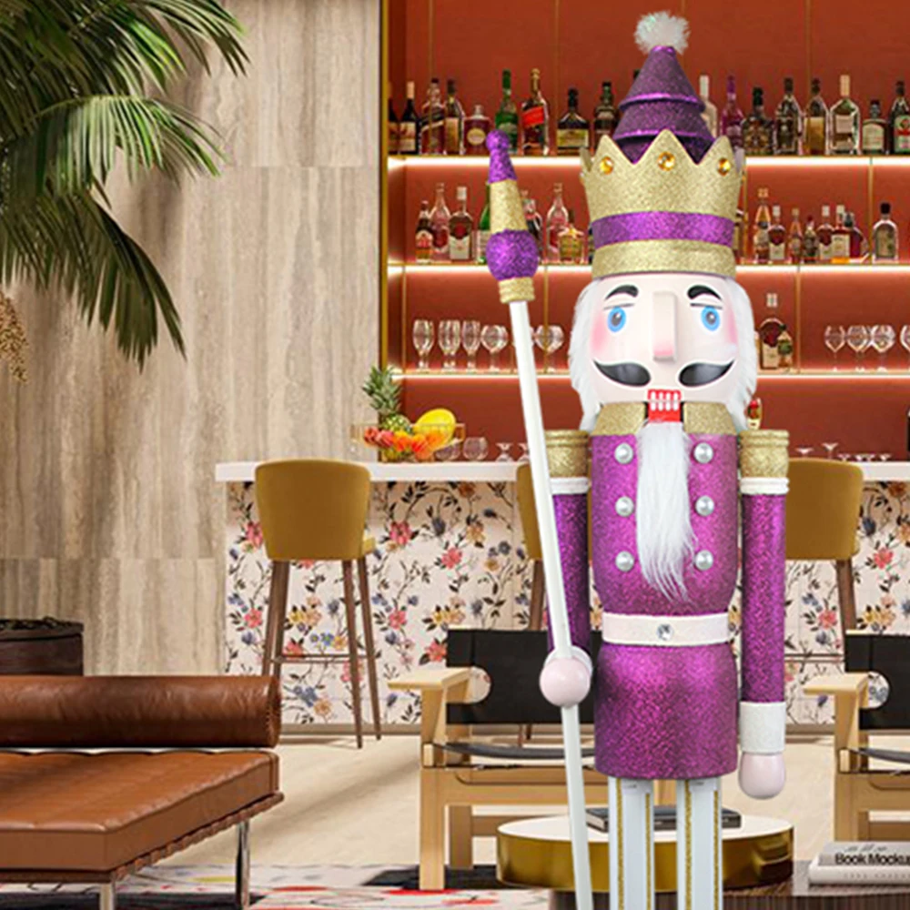 CDL Glitter Nutcracker life size 4ft 1.2m Purple and White Glitter Large Wooden Christmas Nutcracker King Home Wedding Decor K34