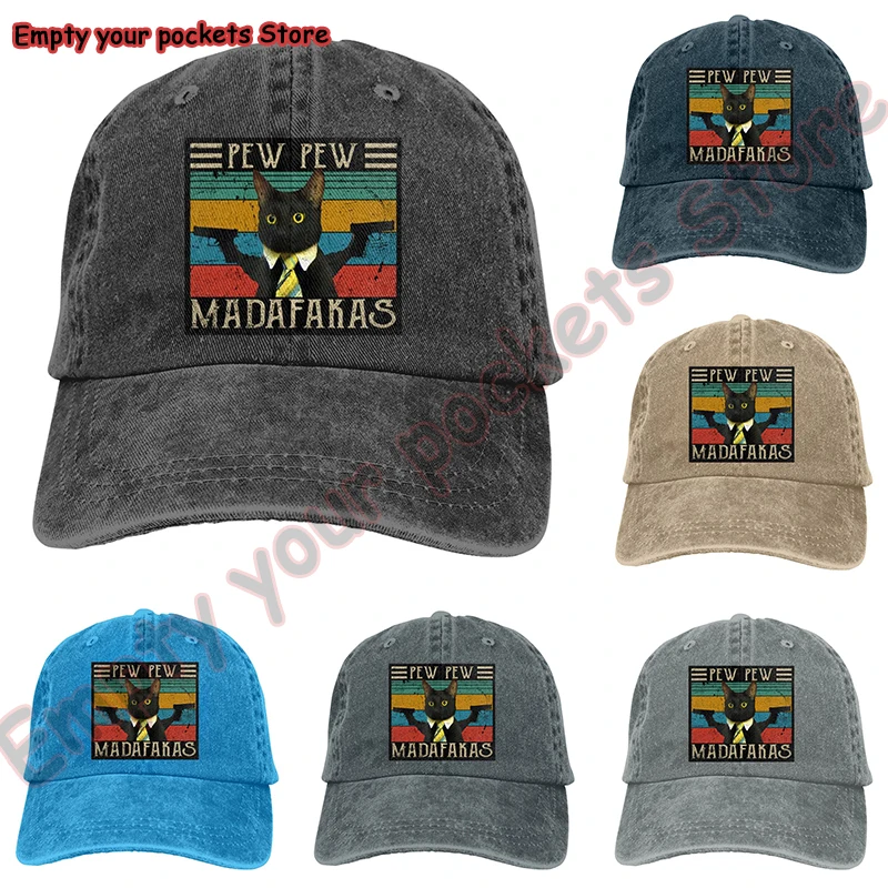 

Pew Pew Madafakas Print Baseball cap Women 2022 Summer Breathable mesh sunhat Graphic Double Gun Cat Funny men snapback hats