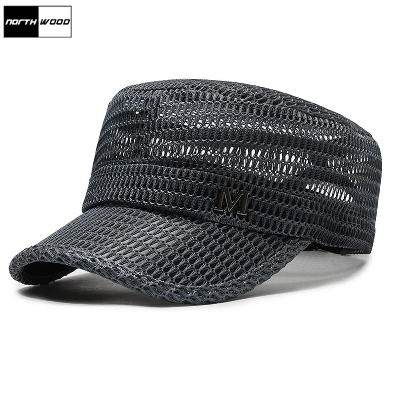 

NORTHWOOD Summer Baseball Cap Breathable Military Hats with Mesh Flat Caps for Men Women Outdoor Snapback Bone Trucker Cap