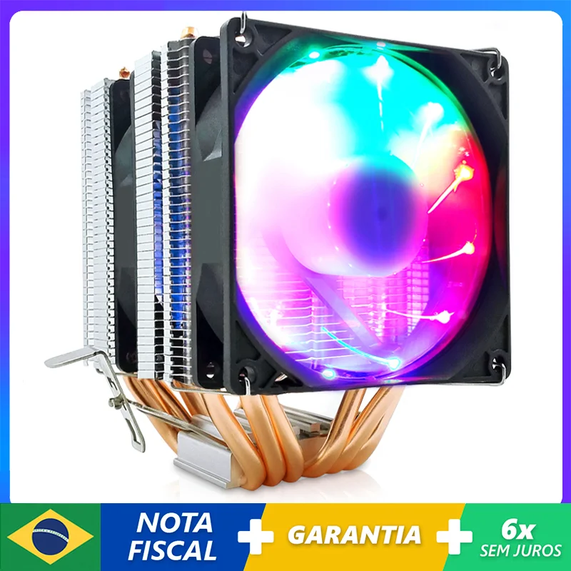 

6 Tubos de Calor CPU Cooler Fan 4 Pinos PWM RGB PC Quiet Intel LGA 775 1200 1150 1151 1155 2011/2011-3 X79 X99 AM2 AM3 AM4