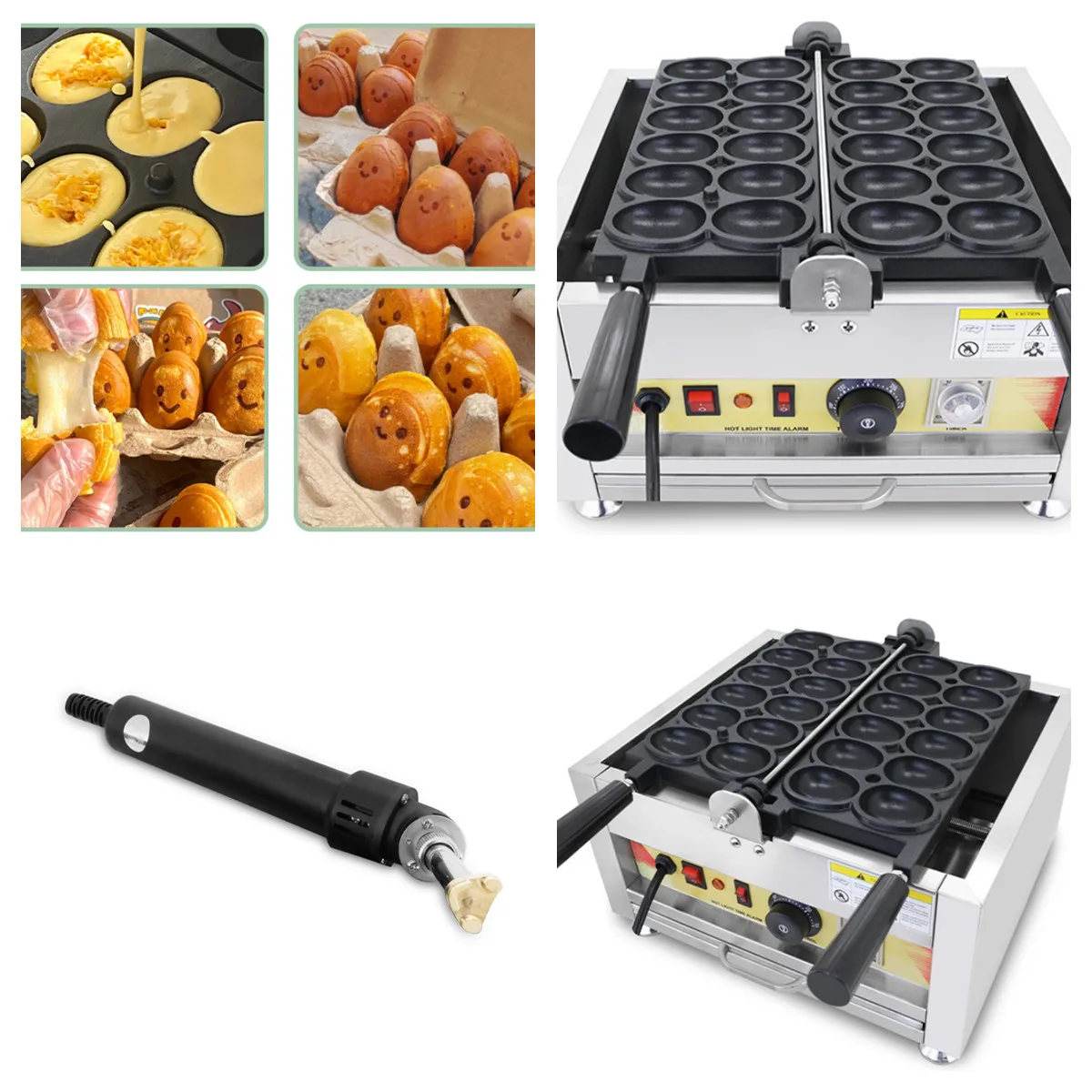 

New Arrival Egg Bubble Waffle Maker Smile Eggs Shape Waffles Cake Bread Making Machine Stainless Steel Snack Kitchen Appliance