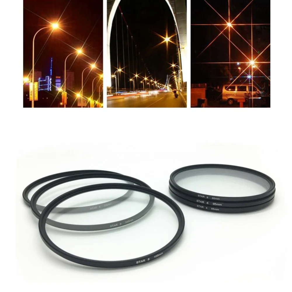 

95mm 105mm Star Filter Cross Lens Filter for DSLR Camera 4/6/8 Line