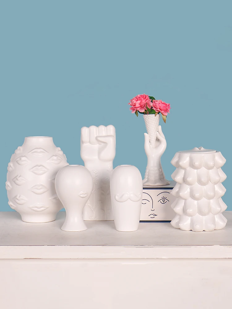 

Белое керамическое украшение для лица в скандинавском стиле, креативное искусство, модное украшение для дома, гостиной, аксессуары для цвет...