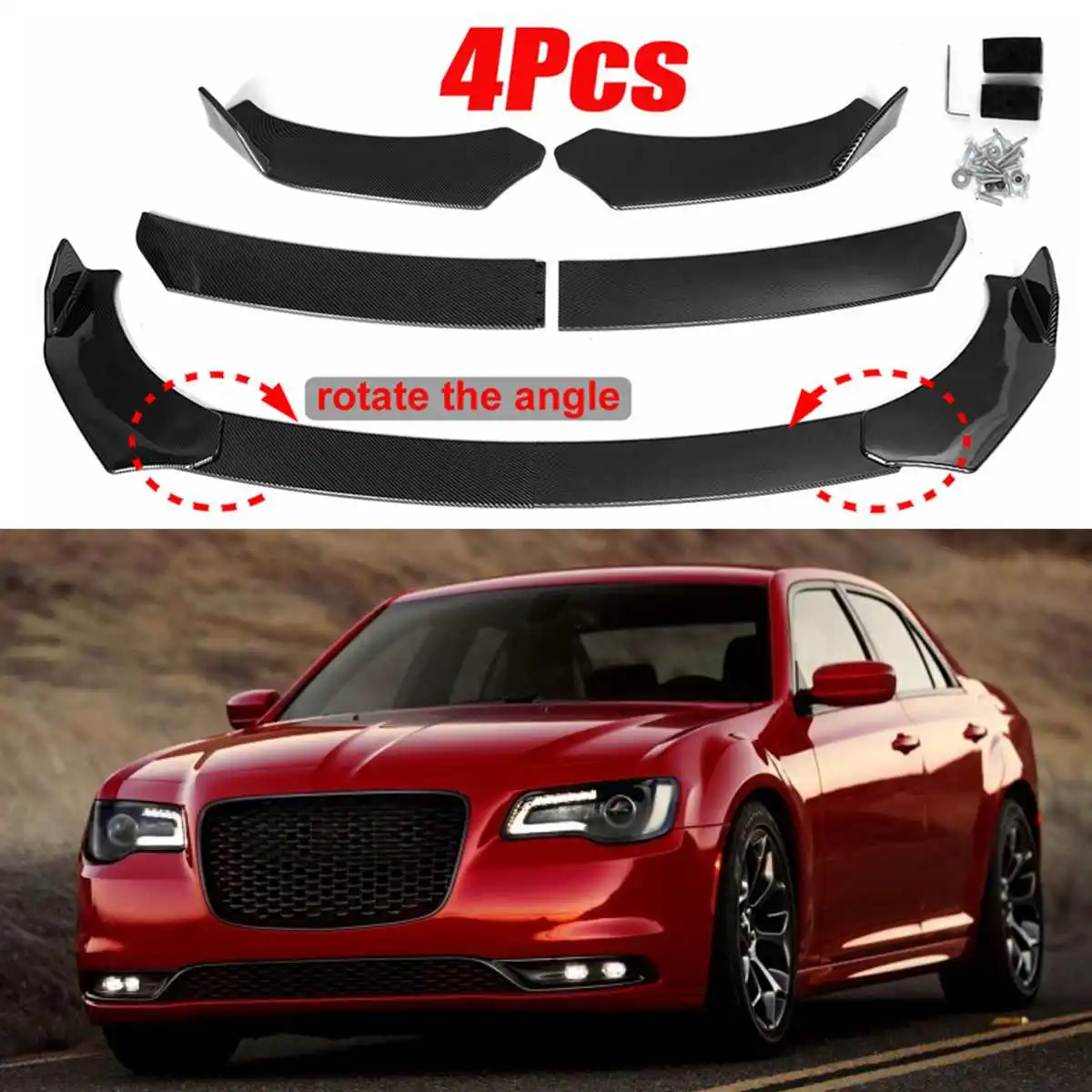 

Universal Glossy Black Front Bumper Lip Body Kit Splitter Spoiler Lip Black